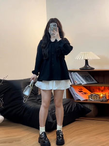 Áo Sơ Mi Dáng Rộng Cổ Búp Bê Cỡ Lớn Cho Nữ Mùa Thu Thường Ngày Không Tay Dài Màu Trơn Dáng Chữ a