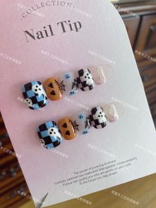 ทําด้วยมือปรับแต่งเล็บสวมใส่ได้ฮาโลวีนฟักทองผีที่ถอดออกได้ < Ne1> เคล็ดลับเล็บเพ้นท์มือสีฟ้าสีชมพู