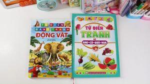 Sách - Combo 2 cuốn Từ Điển Tranh ( Động vật + Rau củ hoa quả) Song ngữ Anh Việt - ndbooks