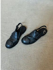 Leather Version~ Genuine Leather Roman Sandals Womens Summer Outdoor Wear Flat Bottom Retro Half Slippers Fashionable All Match