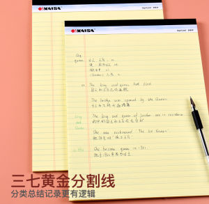 KAISA Single Yellow Paper Pad Tearable Line Design Upper Flip Legal Pad Writing Practice Notebook American Style Notebook