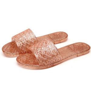 Dép Đế Phẳng Bằng Nhựa Trong Suốt Pha Lê Mùa Hè Cho Nữ Dép Đi Biển Trong Nhà Chống Trượt Dép Đế Bằng Đế Bằng