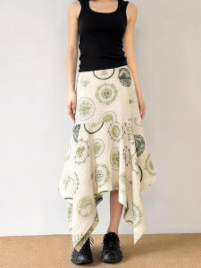 MANMI | Vintage Floral Print Asymmetrical Half Skirt