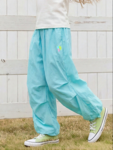 PPTOWN | Comfortable Loose Wide Leg Adjustable Foot Pant for Big Kids Spring Thin Type
