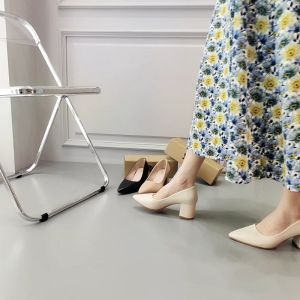 Summer Fashion: 2 Inch Leather Block Heel Shoes for Women