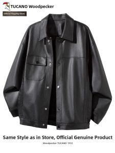 TUCANO | Leather Jacket American Collar Windproof Casual Biker Mens Jacket