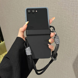 Hinge Full Protection Gradient Color Hard PC with Braided Wrist Hand Strap Phone Case For Samsung Galaxy Z Flip 8 7 FE 6 5 4 3