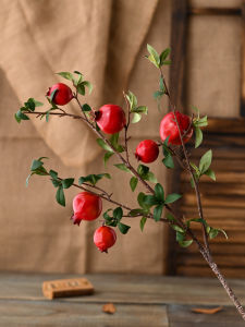 Golden Eucalyptus Leaf Small Fan Leaf Plastic Flower Pomegranate Fruits Living Room Decoration Artificial Flowers Home Decor