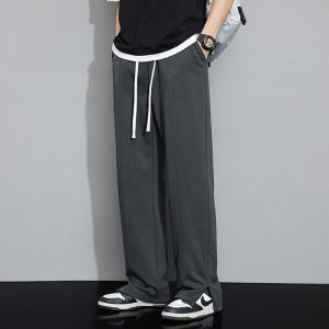 ROMON | Romon Mens Summer Thin Wide Leg Sporty Loose Fit Casual Pants Straight Cut Drapey Trousers Trendy Long Trousers For Youth