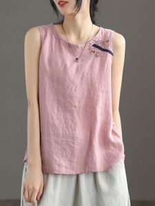 QIAOXIZI | Summer Cotton Linen Halter Top Loose Fitting Slimming