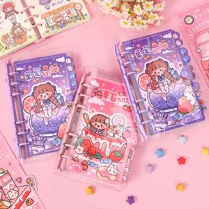 {Ready Stock} Transparent Loose-Leaf Handwritten Notebook School Student Removable Plan Punch Diary Book