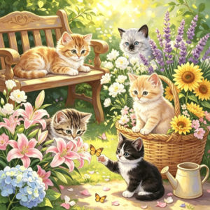 Kayou | Jigsaw Puzzles 500/1000 Pieces Cute Kittens Spring Garden Puzzles Decompression Toys for Adults Family Games Home Decor