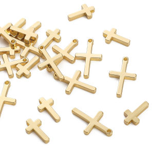 1PC 14k đồng thau mạ vàng charm hình thánh giá Mặt dây chuyền cho vòng đeo tay vòng Cổ Tự làm làm đồ trang sức