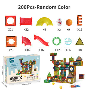 Light Magnetic Tiles Building Blocks for Kids 3D Clear Educational STEM Building Toys Magnetic Marble Run Blocks Toys for Kids