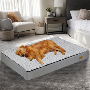 WISFOR ของที่นอนสุนัขเบาะรองนั่งทรงกระดูกกันน้ำพร้อมฝาปิดที่สามารถซักได้เสื่อที่นอนสัตว์เลี้ยงกันรอยขีดข่วน