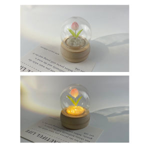 DIY Mini Tulip Night Light Material Kit Finished Cloud Cube Birthday Gift for Boyfriend Best Friend LED Home Decor Lighting