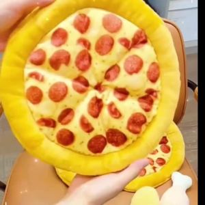 Doughnut Pizza Shaped Plush Dog Toy Squeaky Pet Chew Toy for Small to Large Dog Teeth Cleaning Puppy Sound Chew Toy Pet Supplies