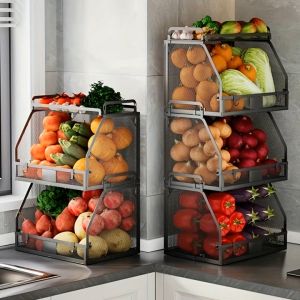 Wire Storage Basket Hanging Basket Kitchen Hanging Rack Kitchen Counter Basket Stackable Wall Basket Countertop Kitchen Storage Basket Fruit Stand Display Rack Spice Seasoning Storage Rack Wall Mounted for Kitchen Pantry Shelves