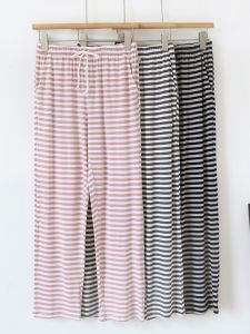 Modal Sleep Pants Womens Summer Thin Loose Home Pants Spring Autumn Can Be Worn outside Striped Casual Simple Yoga Long Pants