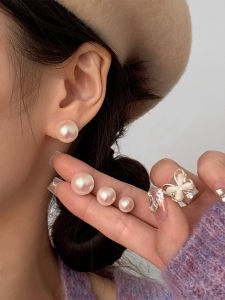 Elegant Pearl Stud Earrings 925 Sterling Silver Womens Fashion Jewelry Classic Summer Accessory Vintage Inspired Design