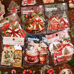 Mr.paper | Mr.Paper 6 Packs Christmas Stickers Creative Holiday Bow Background Decals for Journal Scrapbooking DIY Phone Case Diary Decor