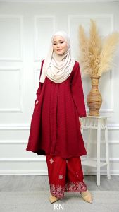 Kebaya Labuh Muslimah Kembang Kebarung Aisy Longgar Cutting Princess Ironless Kebaya Bridesmaid Baju Kerja Event Nursing Friendly Size S-2XL
