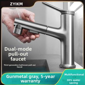 Pull Down Brass Bathroom Sink Faucet