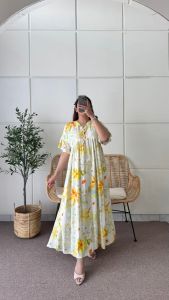 DRESS ANJANI LONG//DASTER LENGAN PENDEK MOTIF KEKINIAN//DRESS PENDEK TERBARU ANNISA