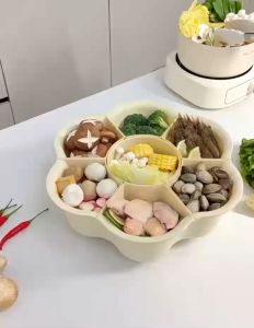 Rổ nhựa đựng rau đồ ăn lẩu nhiều ngăn có từng khay tách rời và thoát nước tiện ích