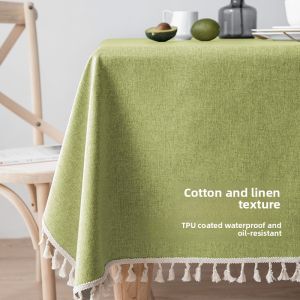 Waterproof Oil-resistant Wash-free Tablecloth Nordic Style Rectangular Tea Table Cloth Simulation Cotton Linen Dining Table Art