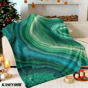 Beast Kingdom | Green Agate Marble Texture Winter Summer Flannel Blanket Throw Fleece Soft Fuzzy Plush Cozy Fleece Blankets for Sofa Ideal Gifts
