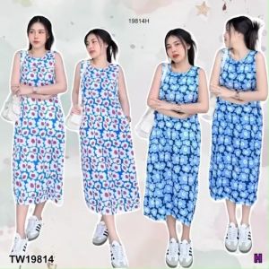 เดรสยาว แขนกุด ใส่ซิปด้านหลัง Long sleeveless dress with a zipper in the back