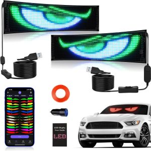 2PCS Devil Eyes Light for Cars SUVsProgrammable Flex LED Sign Led Eyes for Truck Windshield with APP Control and Remote Controller