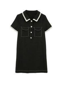 CHOUXIE | Elegant French Style A-Line Polo Dress