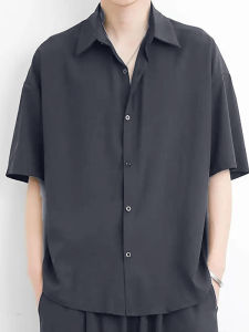 Áo Sơ Mi Tay Ngắn Ice Silk Thoáng Khí Nhanh Khô Mùa Hè Áo Thun Đa Năng Cổ Polo Nút Áo Phong Cách Thường Ngày