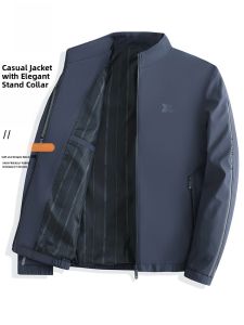 ROMON | Lormen Mens Casual Jacket Spring Autumn New Style Mid-aged Dad Business Leisure Turn-down Collar Workwear Coat For Men