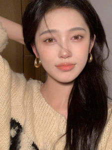 Stylish Metal Water Drop Round Ring Earrings: Simple Generous Earrings, Fancy Frosty Style Earrings, Fall and Winter Oval Ear Ring