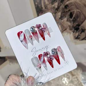 [N38] Nail box thiết kế nơ đỏ thủ công