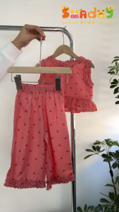 Sundaykids 1-7Y KIds Girl Clothes Christmas Terno SlipTop With Trouser Girls Suit