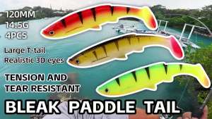 Meredith | MEREDITH Fishing Lures 4.73 Bleak Paddle Tail 14.5g 4pcs 120mm Fishing Soft Lures 3D Eyes T Tail Artificial Bait Plastic Pike