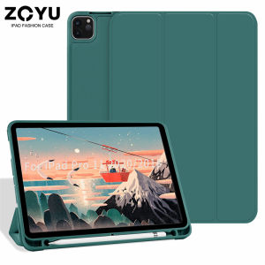 ZOYU iPad พร้อมที่ใส่ดินสอพร้อมฝาหลัง TPU ยืดหยุ่นนุ่มสำหรับ Apple iPad 2022 M2 Pro 11 นิ้ว iPad 10 th gen 10.9 นิ้ว iPad Pro 2020 2021 ฝาครอบถาดปากกาด้านซ้าย โหมดพัก/ปลูกอัตโนมัติและโหมดยืนดูหลายโหมดป้องกันการตก