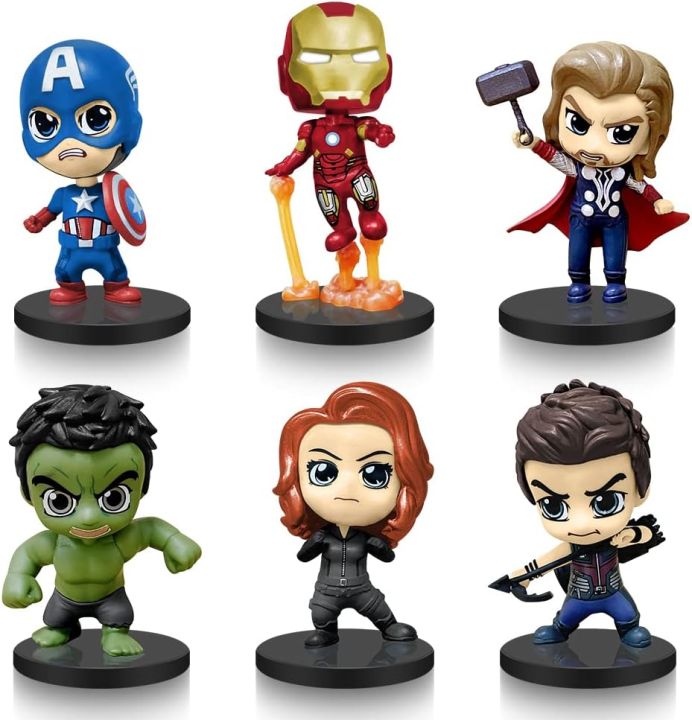 Action Figure Avengers | Pajangan Captain America Iron Man Thor Odinson Hulk Black Widow Hawkeye | Steve Rogers Tony Stark Bruce Banner Natasha Romanoff Clint Barton
