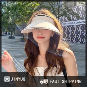 JINYUG Hot Sale Phụ nữ mới cuộn lên Sun Visor rộng vành mũ Mùa hè có thể gập lại Packable UV bảo vệ rỗng Top ponytail cap cho bãi biển du lịch nắp ca-pô