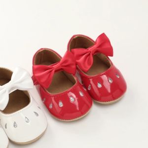 Antislip Rubber sole baby shoes girls princess shoes for Christening white baptismal prewalker 0-18M
