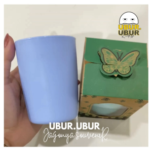 Set Souvenir Penikahan Rustic Gelas & Box Lembaran Warna-Warni - Isi 25 Pcs