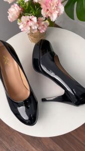 3 Inch Platform Close Toe Glossy Leather High Heels for Women
