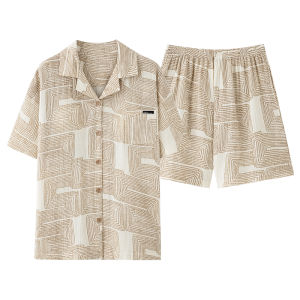 miiow | Couples Summer Lightweight Cotton Pajamas Short Sleeve Loose Fit Home Clothes With Chest Pad For Women Mens Shorts Set