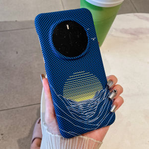 Carbon Fiber Texture Sea Rising Moon Phone Case for Honor Magic7 pro Mens High-End Feel Magic6 Semi-Pack Ultra-Thin Magic6 pro Hollow Key 6 Ultimate Version Hard Shell