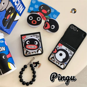 Cute Cartoon Pingu Penguin Design Phone Case for Samsung ZFlip7 Foldable Screen Magnetic Absorption Anti-Fall Hard Shell Huawei Pocket2 Xiaomi MIXFlip2