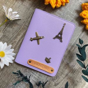 Bọc hộ chiếu màu Tím tín đồ bắt trend dán charm theo cá tính khắc tên theo yêu cầu hỗ trợ giao nhanh & có demo